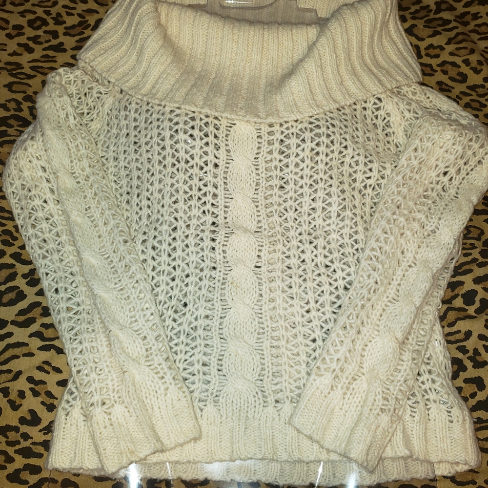 GAP Cream Cable Open-Knit Cowel-neck Sweater